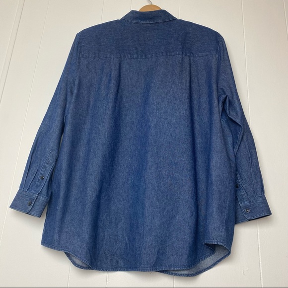 Karen Scott II Holiday Embellished Denim Button Up Shirt Women’s Size 1X - Picture 5 of 9
